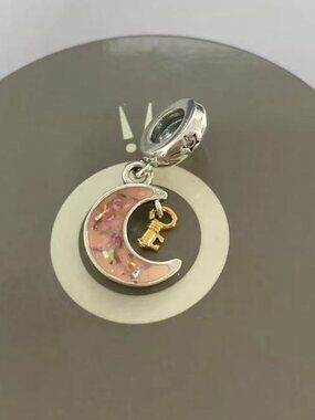 Pandora Two-tone Key & Moon Dangle Charm